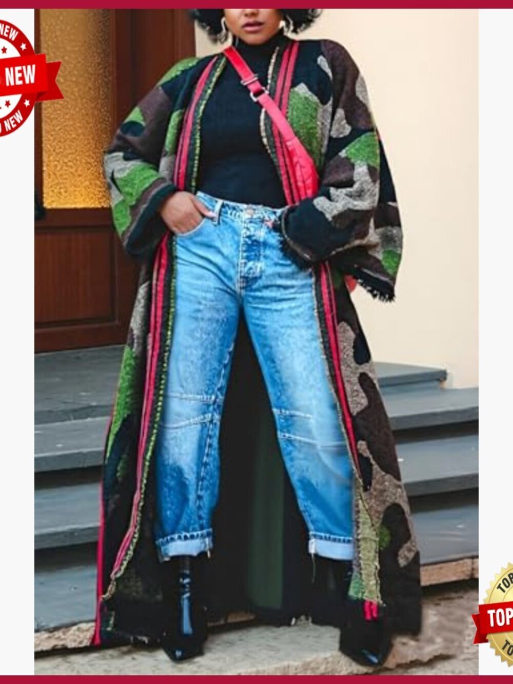 Open Front Long Cardigan Oversized Knit Duster Coat - Picture 3 of 5